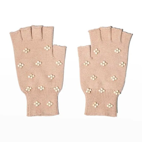 Lele Sadoughi Pearl Cluster Beanie & Fingerless Glove Bundle - Nectar - NWT - Picture 9 of 9